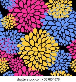 Abstract seamless pattern with bright colors. Holi festival background. Good for textile fabric design, wrapping paper and website wallpapers. Vector illustration.