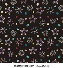 Abstract seamless pattern. Bright seamless pattern with flowers.