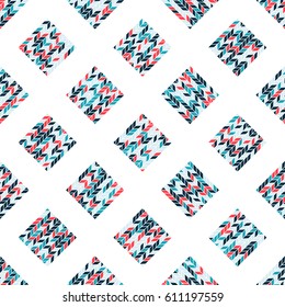 Abstract seamless pattern of bright gothic figures. Squares and rhombuses.