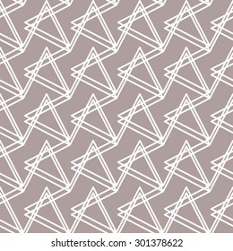 Abstract seamless pattern. The broken line forms triangles. Pleasant light grey brown and white colors. Vector illustration for stylish creative design