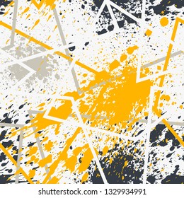 Abstract seamless pattern with broken lines and color spots. For your fabric design