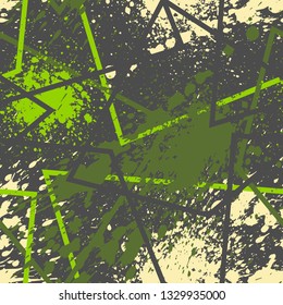 Abstract seamless pattern with broken lines and color spots. For your fabric design