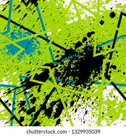 Abstract seamless pattern with broken lines and color spots. For your fabric design