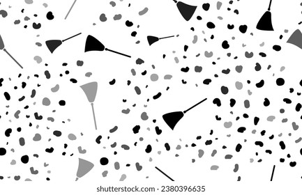 Abstract seamless pattern with broom symbols. Creative leopard backdrop. Vector illustration on white background