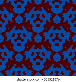 Abstract seamless pattern with brown and blue ornaments  in vintage style for manufacturing, fashion, designs, fabric, textile, wrap gifts, wrapping paper, scrapbook, clothes, furniture, interior