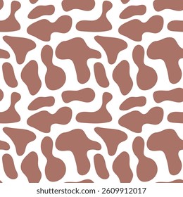 Abstract seamless pattern with brown blurred spots on isolated white background. Animal print Vector design for textile, packaging, cover artwork