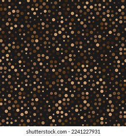 Abstract seamless pattern with brown colored chaotic circles on dark background. Vector decorative camouflage illustration.