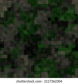 Abstract seamless pattern with brown and green colored chaotic overlap tiles dark background. Vector desert mountains and dark forest camouflage vector illustration