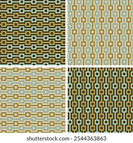 Abstract seamless pattern with brown green and blue squares and stripes