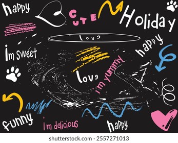Abstract seamless pattern Brush Stroke, ink print distress background, urban letters hand drawing  textile texture , graffiti letters seamless pattern, Seamless hand writing.eps8