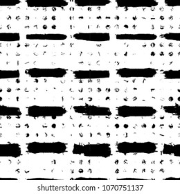 Abstract Seamless Pattern with brush strokes, halftone dots , distress textures. Grunge background. Vector Illustration.
