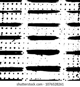 Abstract Seamless Pattern with brush strokes, halftone dots , distress textures. Grunge background. Vector Illustration.
