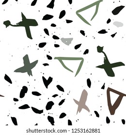 Abstract seamless pattern with brush strokes and smudges paint