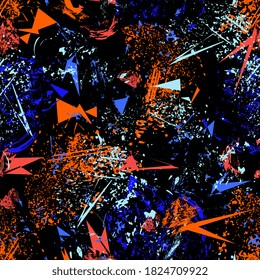 abstract seamless pattern. Brush strokes, paint splashes. Acrylic paint, gouache.texture design graphic colorful modern digital grunge  abstract background. 