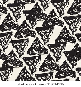 Abstract seamless pattern with brush strokes, design element. Triangles texture. Can be used for invitations, greeting cards, scrapbooking, print, gift wrap, manufacturing. Grunge background