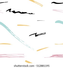 Abstract seamless pattern with brush strokes . Hand drawn background for design and decoration textile, package, wrapping paper, wallpaper, fabric.