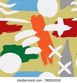 Abstract seamless pattern with brush strokes. Sketch, watercolor, graffiti, grunge. Colored vector illustration.
