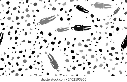 Abstract seamless pattern with burkini symbols. Creative leopard backdrop. Vector illustration on white background