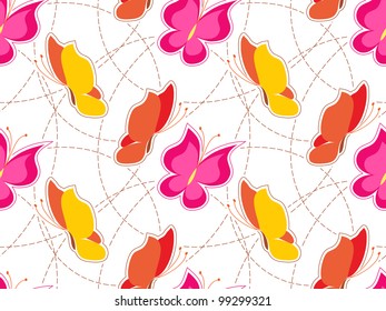 abstract seamless pattern with butterflies, vector