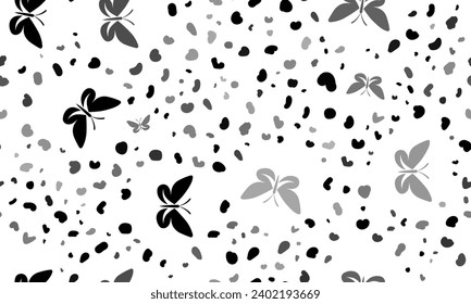 Abstract seamless pattern with butterfly symbols. Creative leopard backdrop. Vector illustration on white background