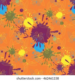 abstract seamless pattern with butterfly. Vector illustration. Design for postcard, card, textile, wallpapers, packaging and other