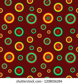 Abstract seamless pattern with a buttons on burgundy background