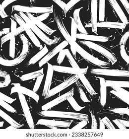 Abstract seamless pattern of calligraphic ornaments, graffiti curves