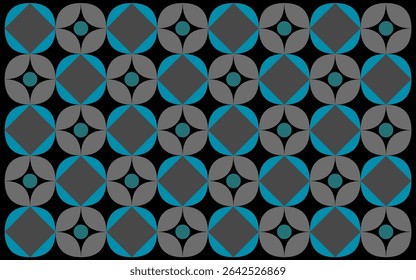 abstract seamless pattern. A calm, floral-inspired batik design with subtle Indonesian ethnic style. The layout features a soft gray background with teal highlights. floral background design colorful 