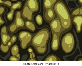 Abstract seamless pattern camo. Military texture from spots. Yellow spots on a dark background . Abstract digital background. Print on fabric on textiles. Vector illustration