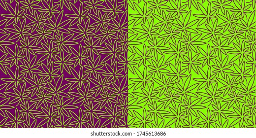 Abstract Seamless Pattern With Cannabis Leaves Vector Illustration.