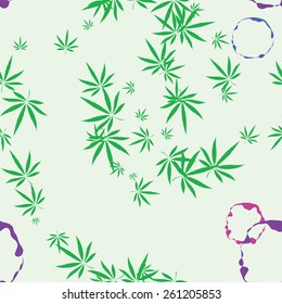 Abstract seamless pattern with cannabis leaves