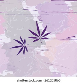Abstract seamless pattern with cannabis leaves
