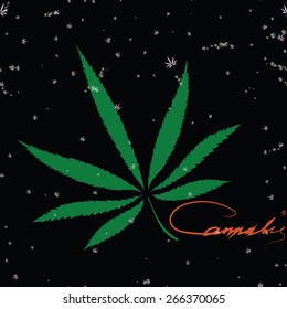 Abstract seamless pattern with cannabis leaves