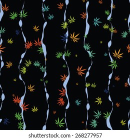 Abstract seamless pattern with cannabis leaves