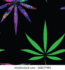 Abstract seamless pattern with cannabis leaves