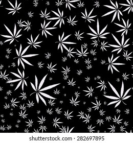 Abstract seamless pattern with cannabis leaves