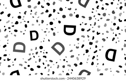 Patrón abstracto sin fisuras con símbolos de letra D mayúscula. Fondo de leopardo creativo. Ilustración vectorial sobre fondo blanco