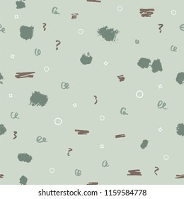 Abstract seamless pattern card. Background with random items. Vector illustration. 