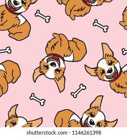 abstract seamless pattern with cartoon corgi dogs and stone. background for textiles, fabrics, web, wallpaper, bed linen, wrapping paper, postcard, phone case.