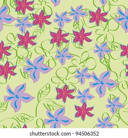 abstract seamless pattern with cartoon flowers