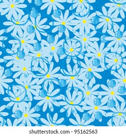 abstract seamless pattern with cartoon flowers
