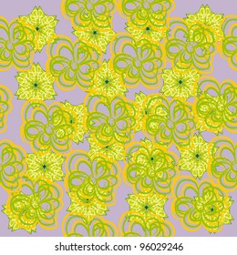 abstract seamless pattern with cartoon flowers