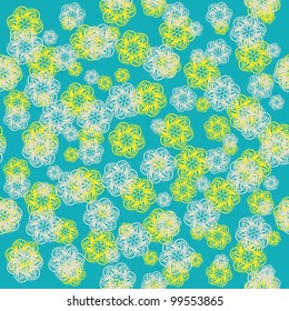 abstract seamless pattern with cartoon flowers