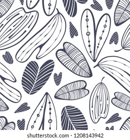 Abstract seamless pattern with cartoon leafs.