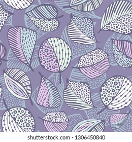 Abstract seamless pattern with cartoon leafs.