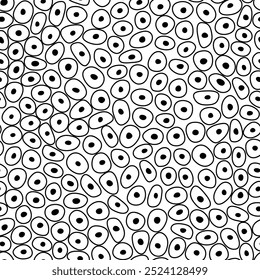 Abstract seamless pattern with cells - hand drawn black and white vector illustration.