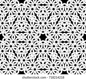 Abstract seamless pattern with celtic knot ornament of black, gray, and white shades