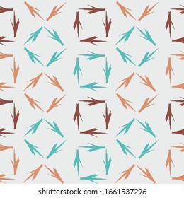  Patrón abstracto sin fisuras con flecha caótica y forma, puntos, líneas. Elementos coloridos sobre una pared morada oscura.  La textura de la pintura. Plumas multicolores.