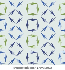 Abstract seamless pattern with chaotic arrow and shabby shape, dots, lines. Colourful elements on dark purple wall.  Grunge urban repeated backdrop for wrapping paper.