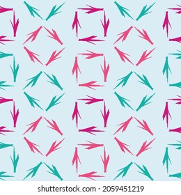 Abstract seamless pattern with chaotic arrow and shabby shape, dots, lines. seamless pattern from color arrows. The texture of the paint. Multi-colored pens.